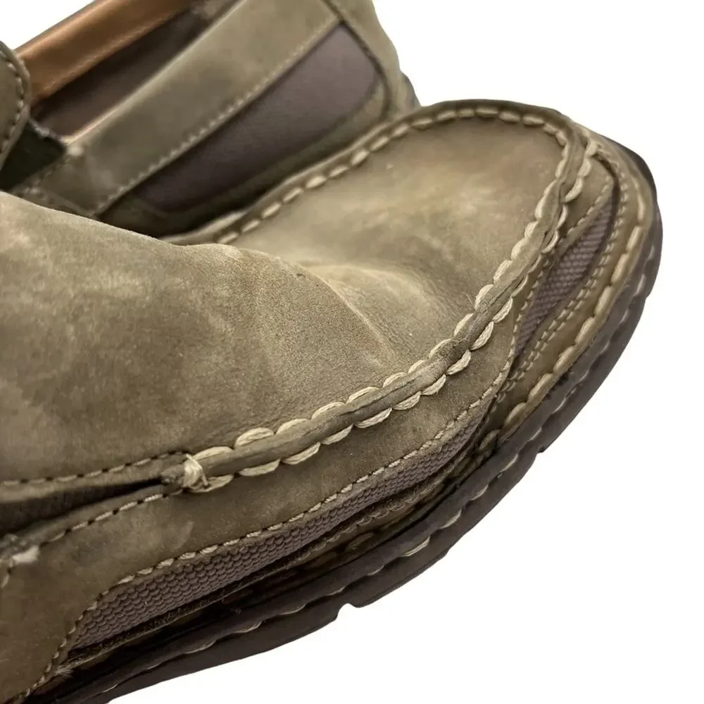 CLARKS XTR LITE Genuine Leather Neutral Taupe Loafers Casual Slip On Shoes 10.5